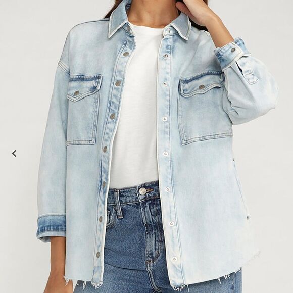 Silver Jeans Co. Women's Denim Jacket (Shacket), Medium, Washed Blue, NWT - Picture 1 of 12